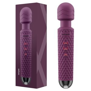 bed geek Handheld Cordless Personal Wand Massager – Waterproof, USB Rechargeable, 20 Vibration Patterns, 8 Speeds, Memory Feature, Skin-Soft Silicone for Ultimate Relaxation...