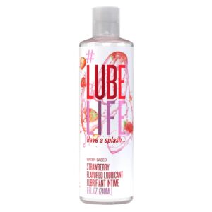 Lube Life Water-Based Strawberry Flavoured Lubricant, Personal Lube for Men, Women and Couples, Made Without Added Sugar, 8 Fl Oz (240 mL)