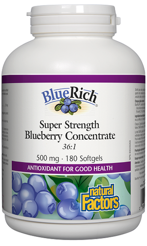 NATURAL FACTORS SUPER STRENGTH BLUERICH BLUEBERRY CONCENTRATE 500mg 180sg