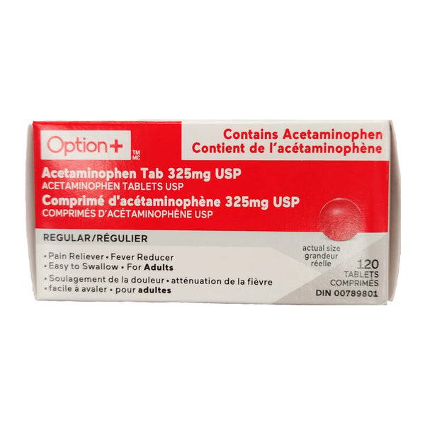 Option+ Acetaminophen Tablets Regular Strength 325mg 120 Tablets