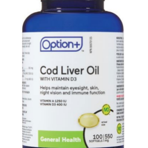 Option+ Cod Liver Oil Vitamin D 550mg 100 Softgel