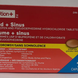 Option+ Cold and Sinus Ibuprofen and Pseudoephedrine Hydrochloride Tablets USP 72 Caplets