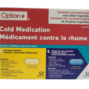 Option+ Cold Medication Extra Strength, 12 Day Caplets, & 12 Night Caplets