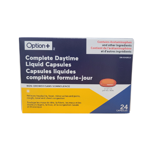 Option+ Complete Daytime Liquid Capsules Non-Drowsy 24 Capsules