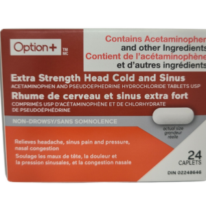 Option+ Extra Strength Head Cold and Sinus 24 Caplets