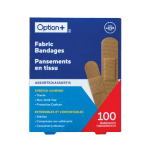 Option+ Fabric Bandages Assorted Latex Free 100 Bandages