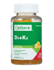 Option+ Vitamin D3+K2 Gummies 60 Count