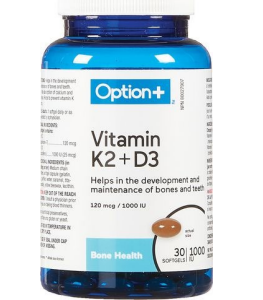 Option+ Vitamin K2+D3 120 mcg / 1000IU 30 Softgels