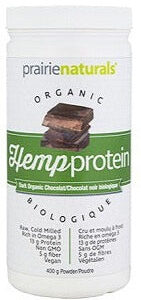 PRAIRIE NATURALS ORGANIC HEMP PROTEIN DARK ORGANIC CHOCOLATE 400g