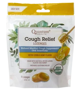 QUANTUM HEALTH COUGH RELIEF LOZENGES LEMON & HONEY 18loz