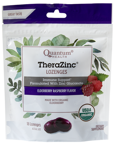 QUANTUM HEALTH THERAZINC ELDERBERRY RASPBERRY LOZENGES 8loz
