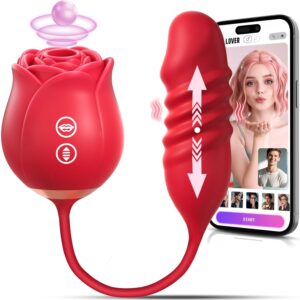 Sex Toys Rose Vibrator Dildo - Neworld 4IN1 Rose Sex Toy for Women with 9 Tongue Sucking & Thrusting Dildos G Spot Vibrators, Adult Sex Toys Clitoral Nipple Stimulator for Men...