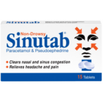 Sinutab Non-Drowsy Congestion Relief – 15 Tablets