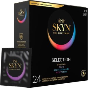SKYN Selection Latex-Free Condoms - 24 Count - New Variety Pack Includes SKYN Original, Elite, Excitation and Elite Extra Lube Condoms