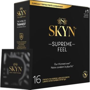 SKYN Supreme Feel Condoms - 16 Count - Lubricated Latex-Free Condoms, Our Thinnest Ever for a Natural, Smooth Fit