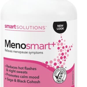 Smart Solutions Menosmart+ Vegetarian Capsules, Reduces Hot Flashes and Night Sweats, Promotes a Calm Mood, and Relieves Menopause Symptoms. With Sage, Black Cohosh, and...