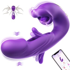 Thrusting Dildo Vibrators Dildos - G Spot Vibrator Women Sex Toy with 7 Flapping & Vibrating & Licking Modes Tongue Toy for Women for Clitoral Thrusting Vibrator Adult Toys Anal...