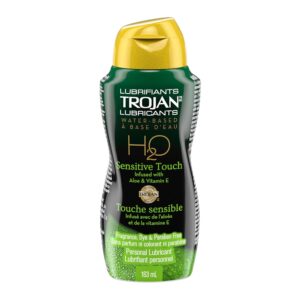 TROJAN H20 Sensitive Touch Water-Based Personal Lube, Aloe & Vitamin E Infused Lubricant, Hyaluronic Moisturizers, Fragrance, Dye & Paraben Free, 163-ml
