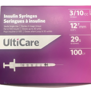 UltiCare Insulin Syringes 3/10cc 12.7mm 29G 100 Count
