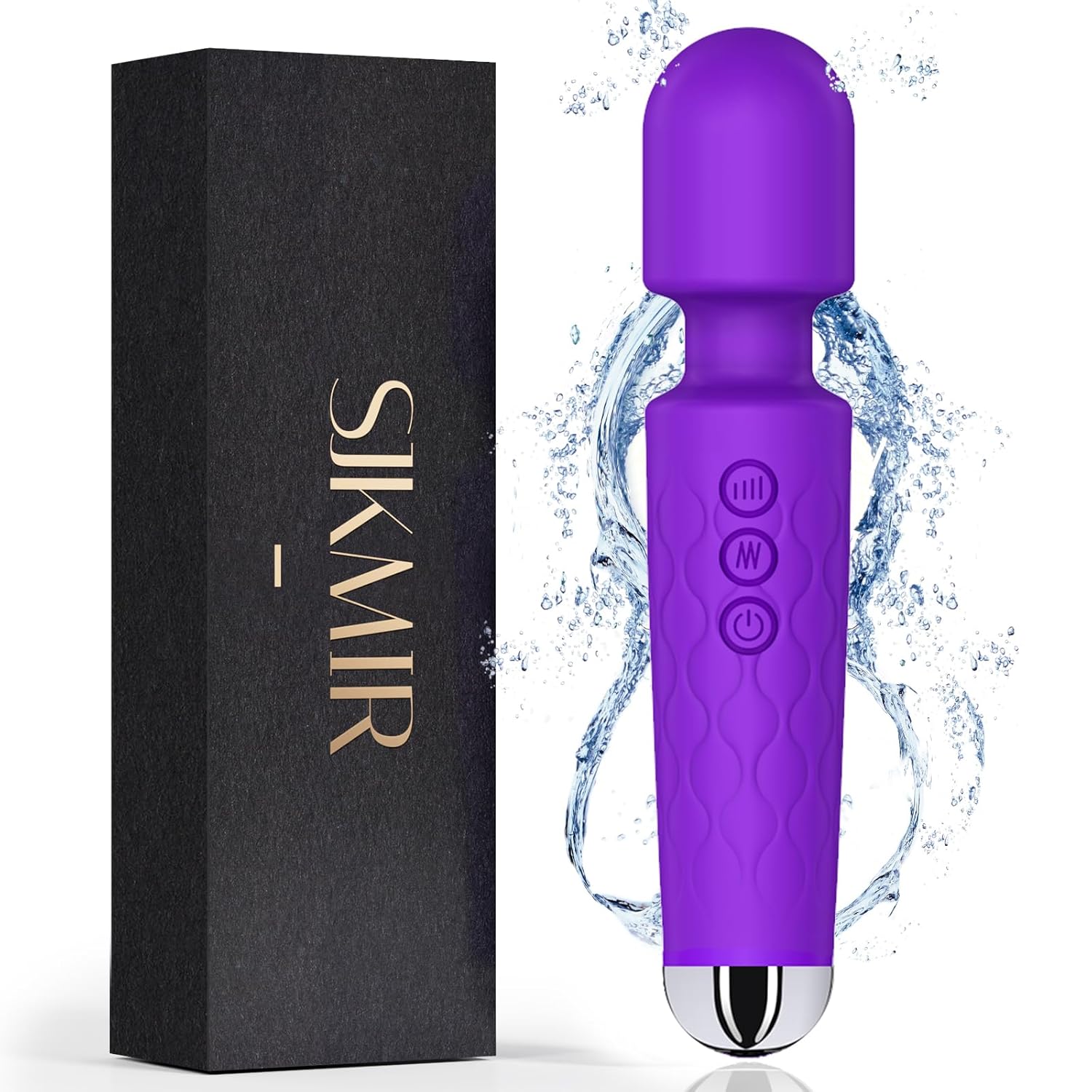 Vibrator Wand, SJKMIR Vibrater Wand Vibrator with Waterproof, 20 Patterns & 8 Intensity, Wand Massager sex toy for Woman Pleasure Quiet, Dido Toy for Female (Purple)